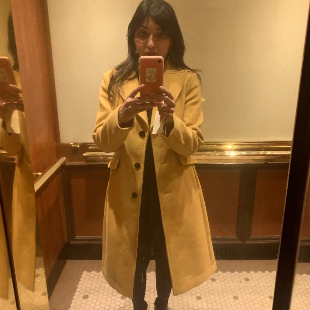 Kate Spade Yellow Coat with Pink Lining
